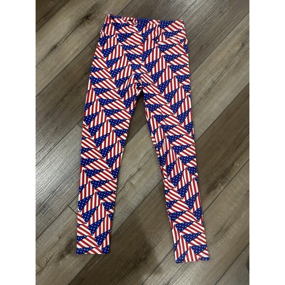 NEW LuLaRoe OS Leggings Flag Stripes STARS AMERICAN Military USA‎ July 4 - Picture 1 of 2
